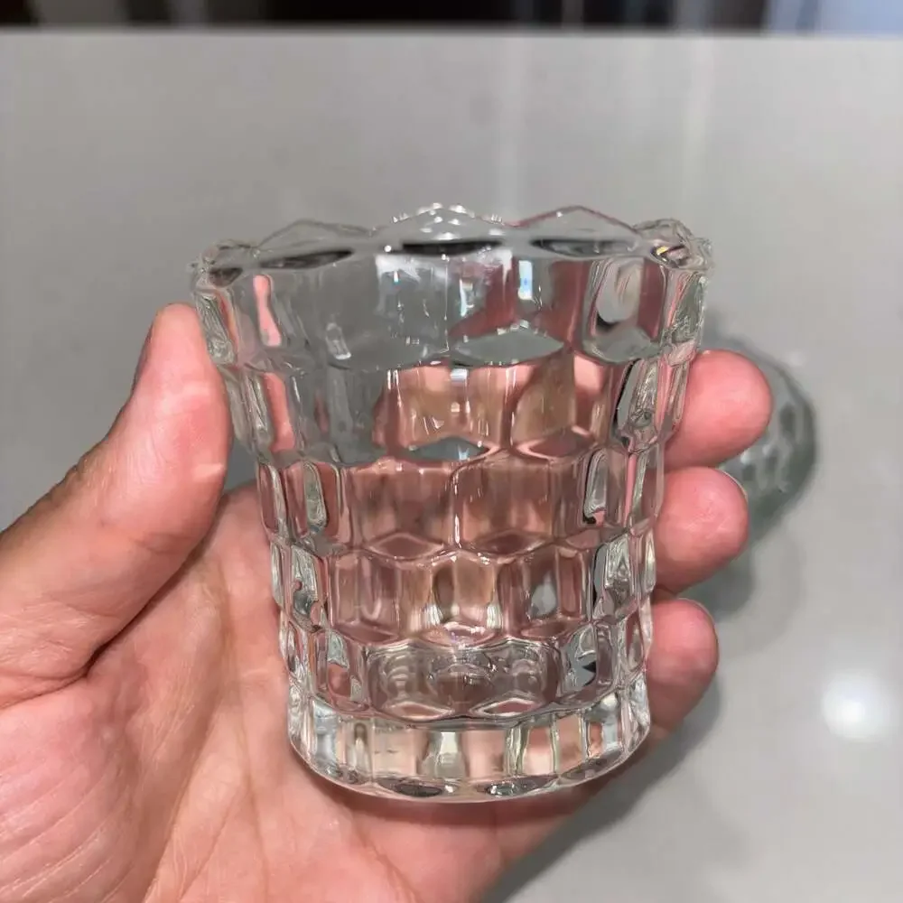 Vintage Indiana Glass Whitehall Clear Cubist Votive Candle Holders - Set of 2
